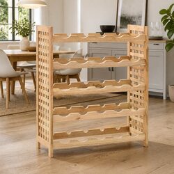 Wine Rack for 25 Bottles 5-Tier Solid Wood Storage Cabinet Home Furniture