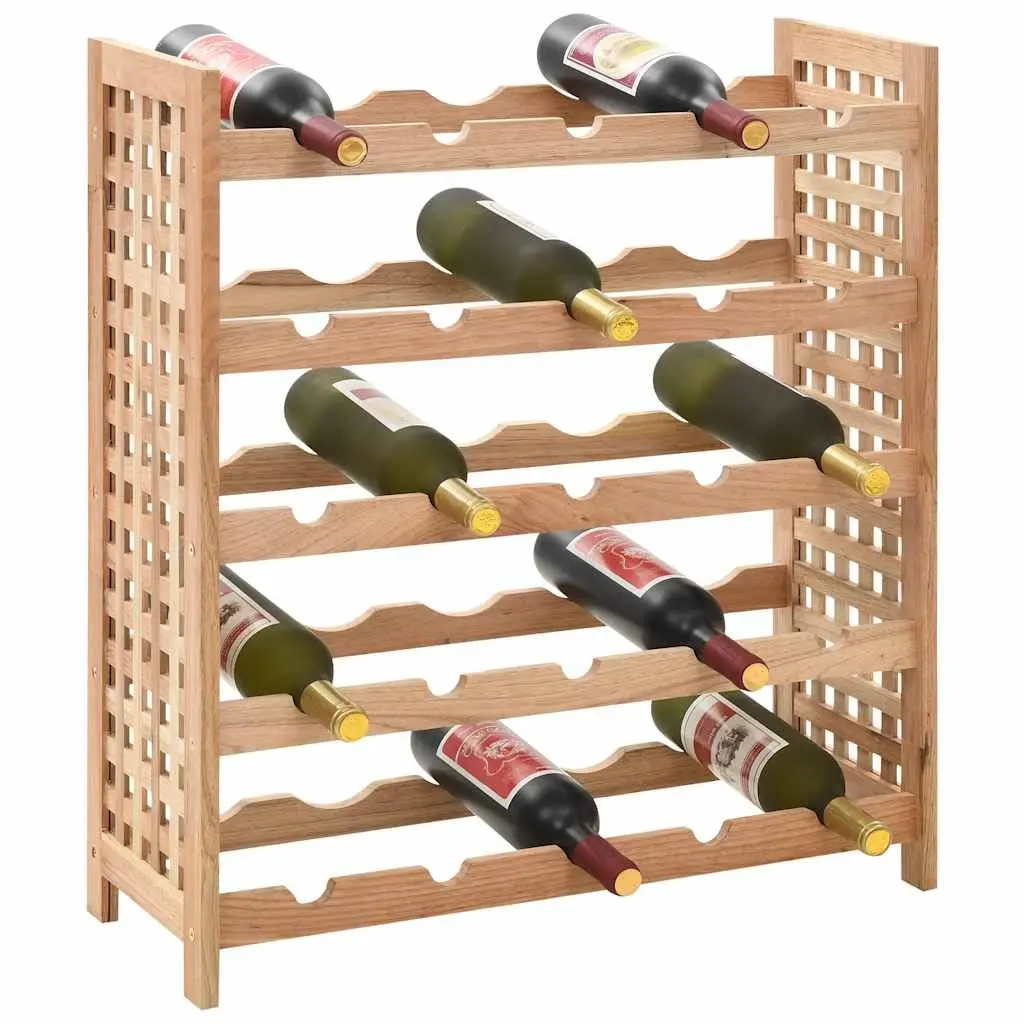 Wine Rack Solid Wood Storage Cabinet 5-Tier Beige 25 Bottles