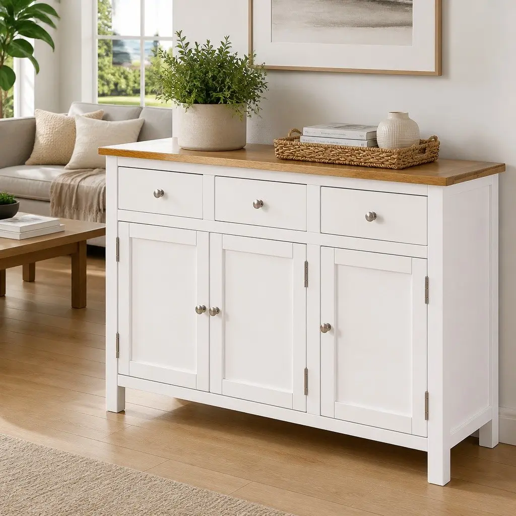 Sideboard Rustic Storage Cabinet 110x33.5x70 cm Brown Solid Oak Wood
