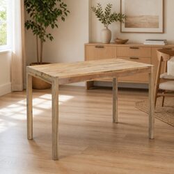 Solid Acacia Wood Dining Table with Practical Features