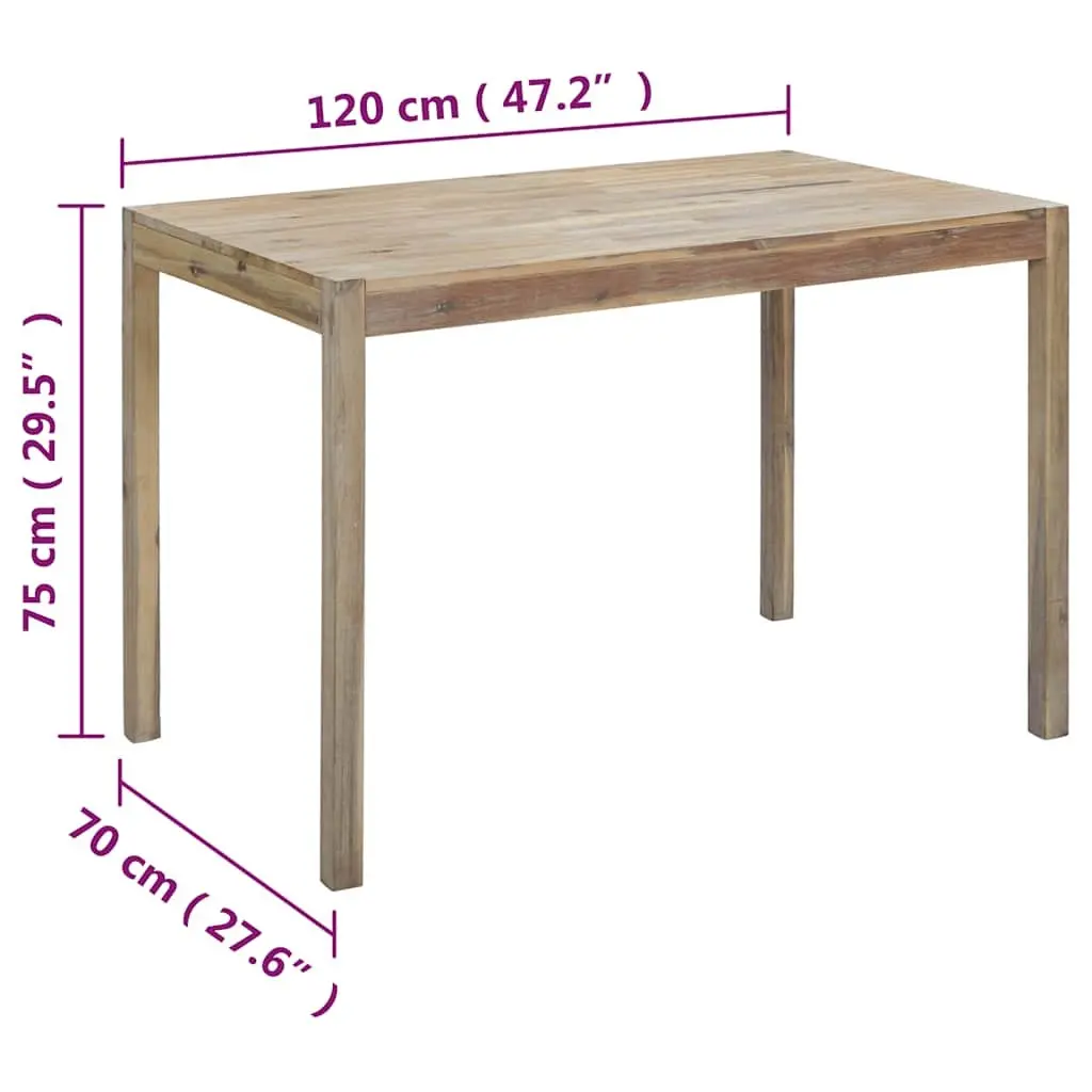 Dining Table 120x70x75cm Brown Solid Acacia Wood Kitchen Room Furniture