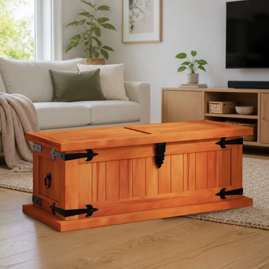 Storage Chest Handmade Solid Acacia Wood Brown 60x25x22cm Bedroom Living Room