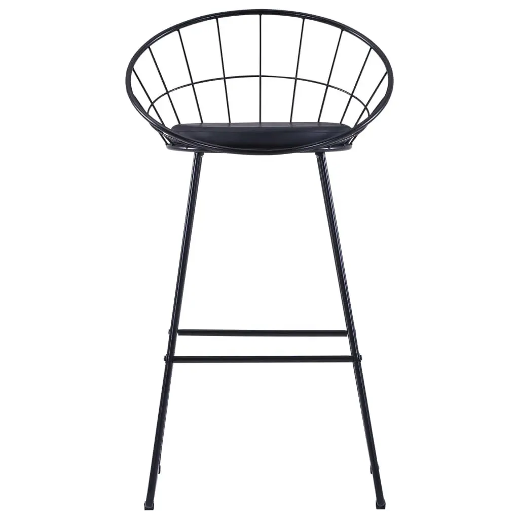 Black Faux Leather Bar Stools Set