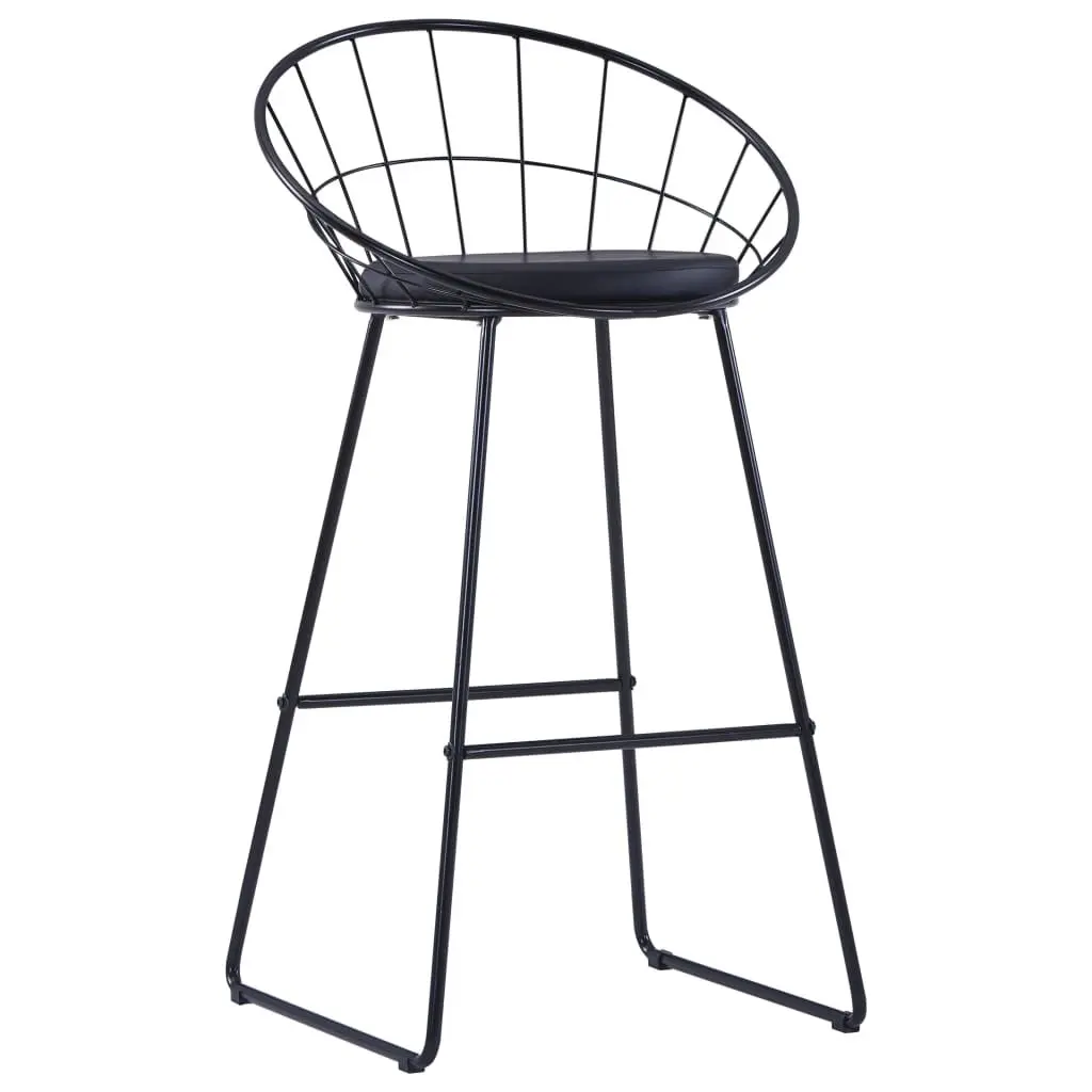 Black Faux Leather Bar Stools Set
