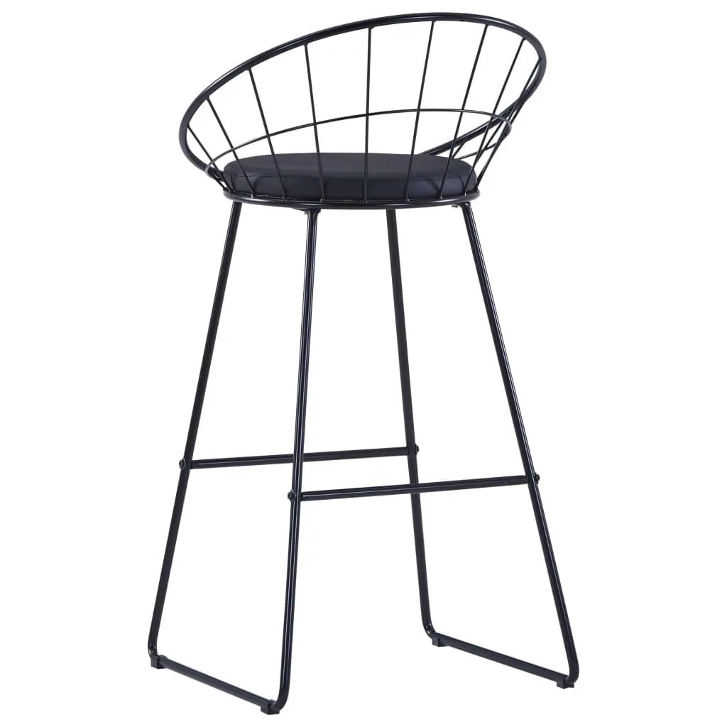Black Faux Leather Bar Stools Set