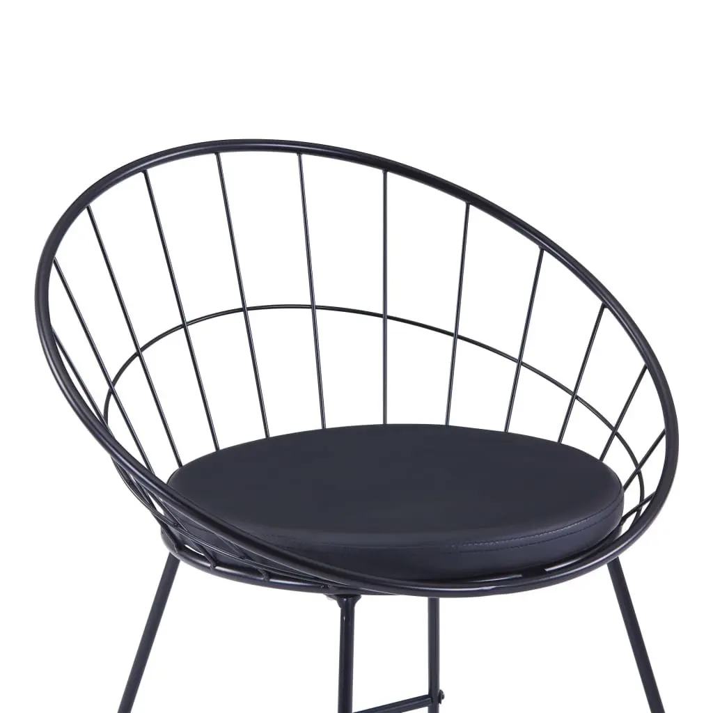 Black Faux Leather Bar Stools Set