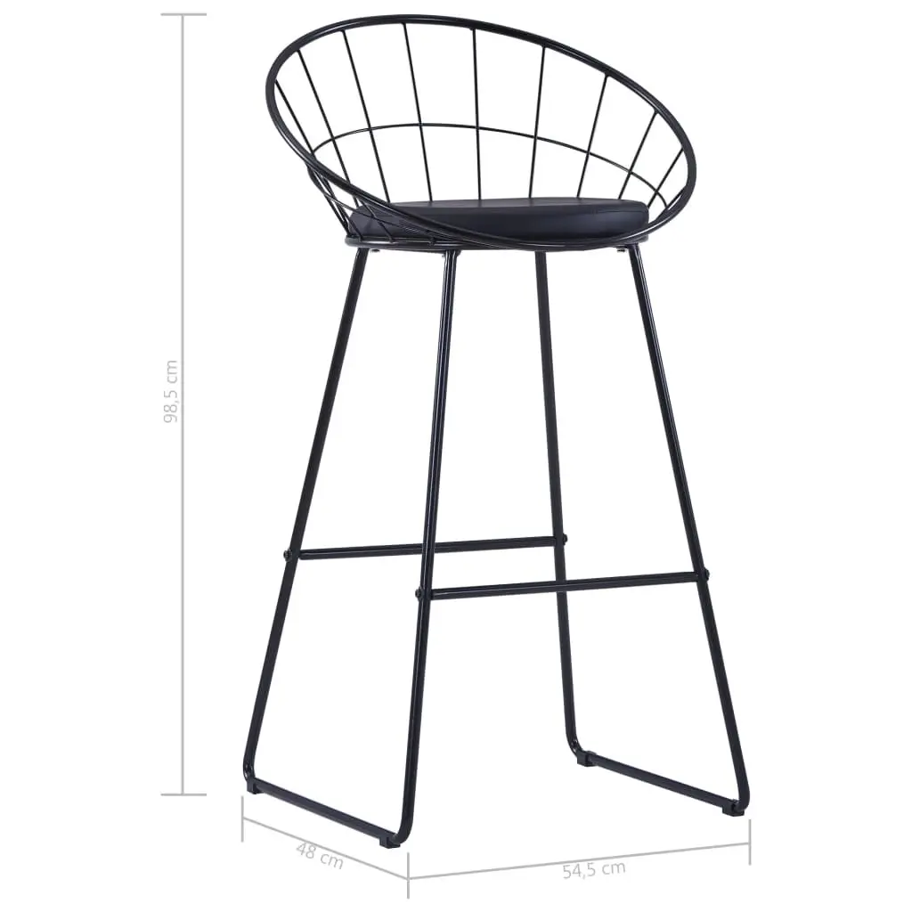 Black Faux Leather Bar Stools Set