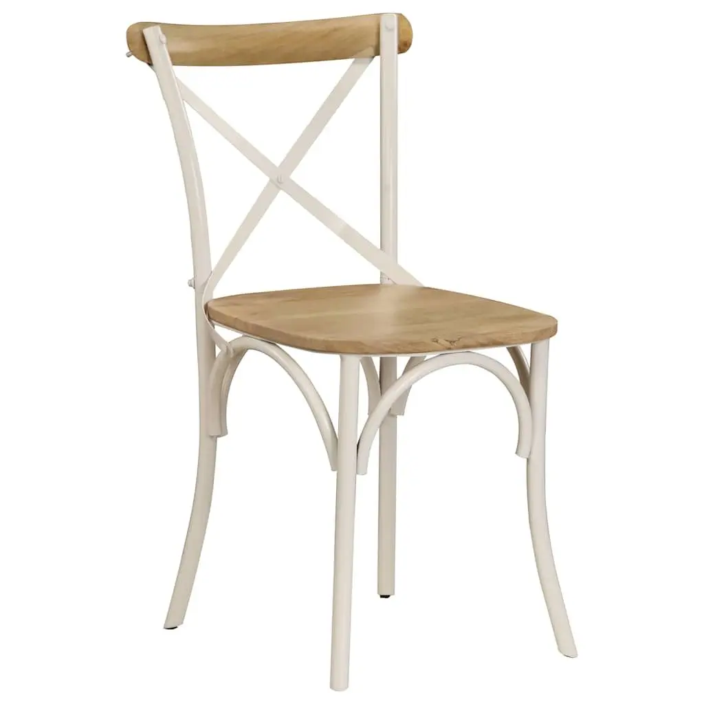 Dining Chair Set 2 Piece Kitchen Furniture White Solid Mango Wood Open Back