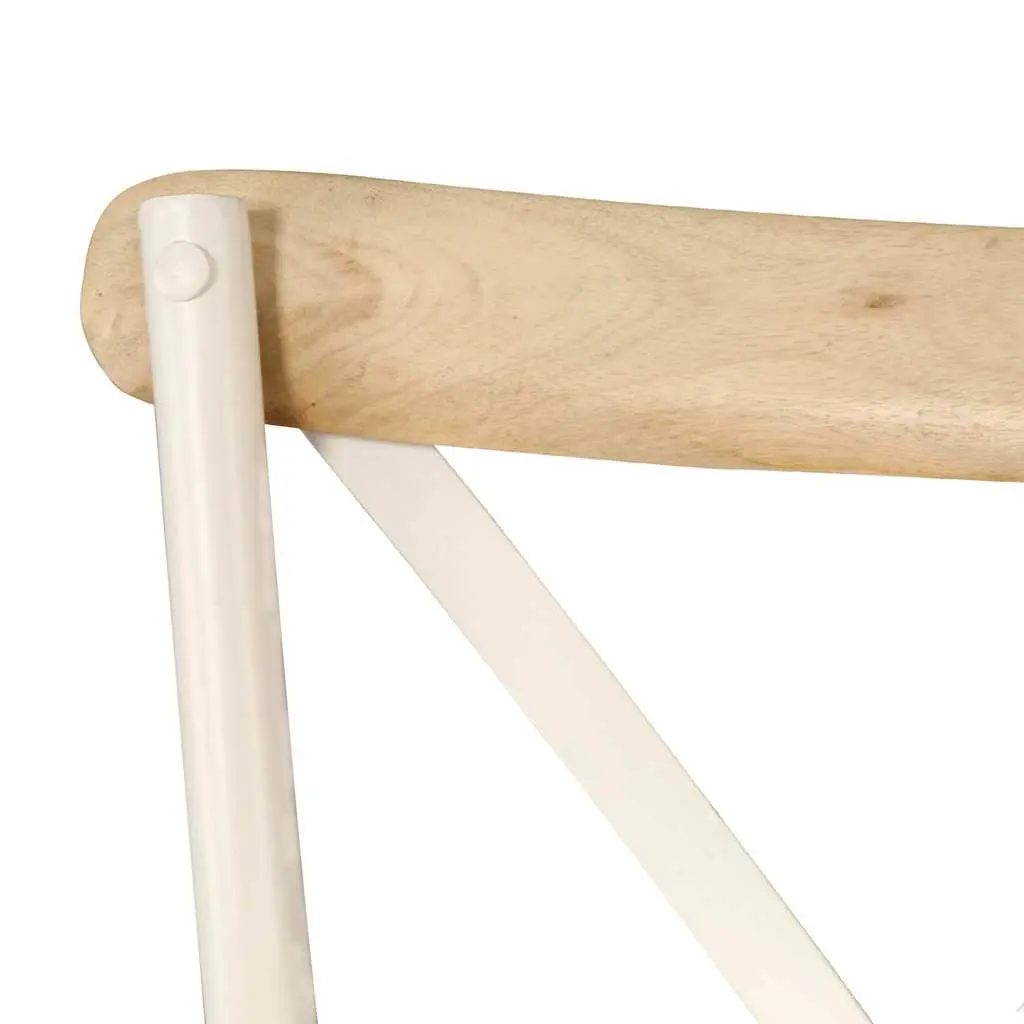 Dining Chair Set 2 Piece Kitchen Furniture White Solid Mango Wood Open Back