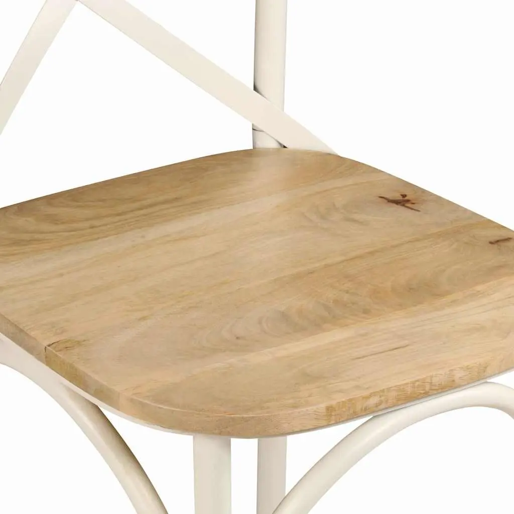 Dining Chair Set 2 Piece Kitchen Furniture White Solid Mango Wood Open Back