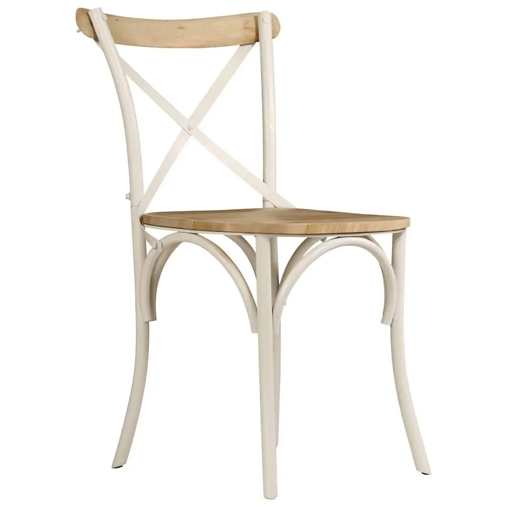 Dining Chair Set 2 Piece Kitchen Furniture White Solid Mango Wood Open Back