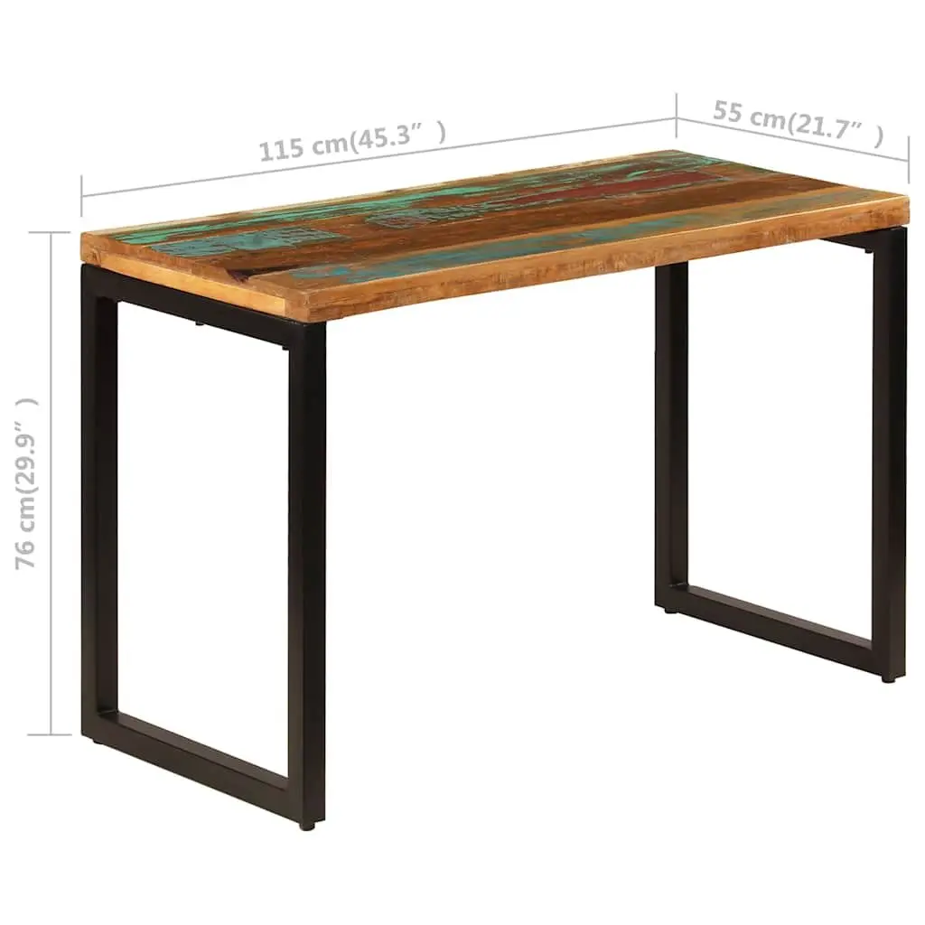 Dining Table 115x55x76 cm Solid Reclaimed Wood Steel Frame Kitchen Room