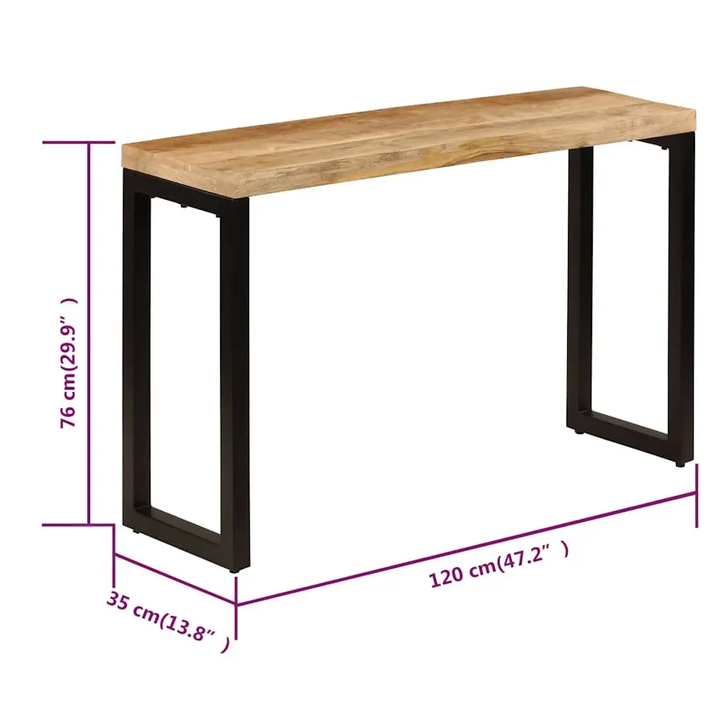 Console Table 120x35x76cm Solid Wood Mango Steel Brown Accent End Dining