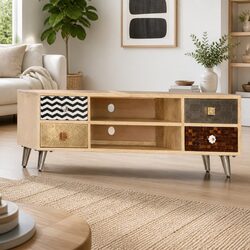 Practical Brown Mango Wood TV Cabinet for Lasting Value
