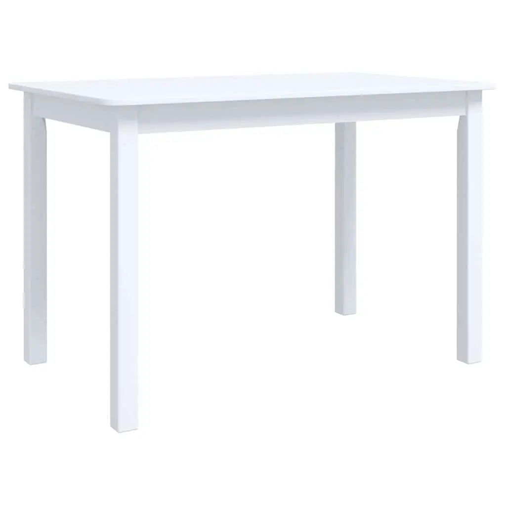 Dining Table White 114x71x75 cm Solid Rubber Wood Kitchen Furniture Easy