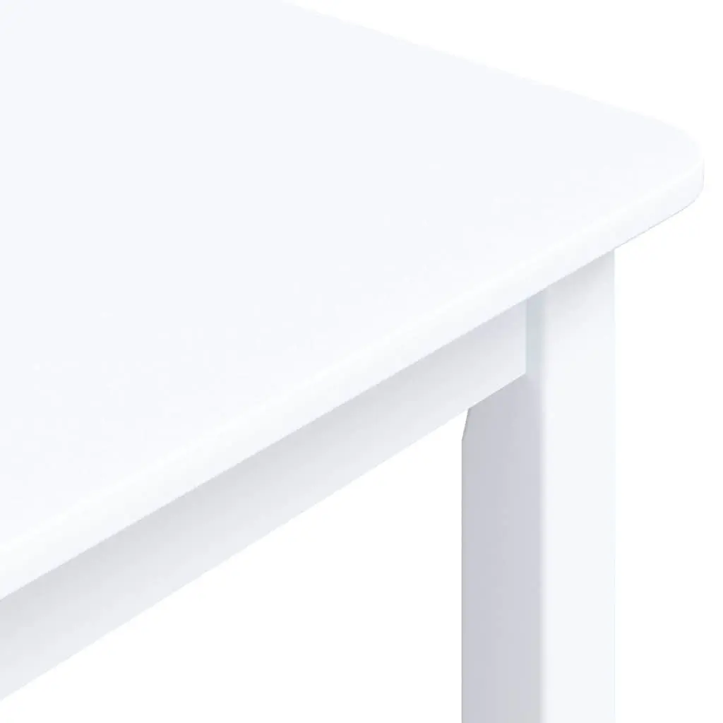 Dining Table White 114x71x75 cm Solid Rubber Wood Kitchen Furniture Easy