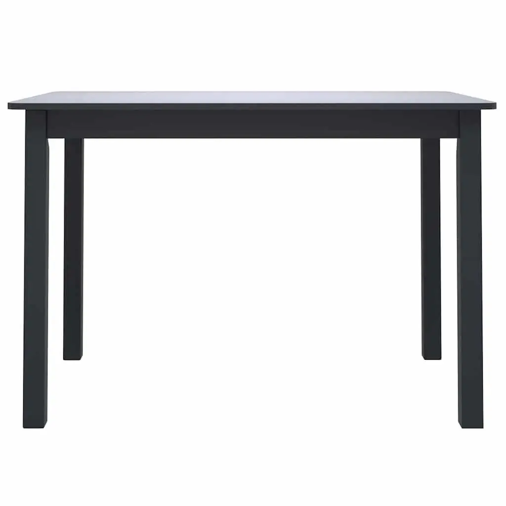 Dining Table Black Kitchen Furniture Solid Rubber Wood 114x71x75 cm