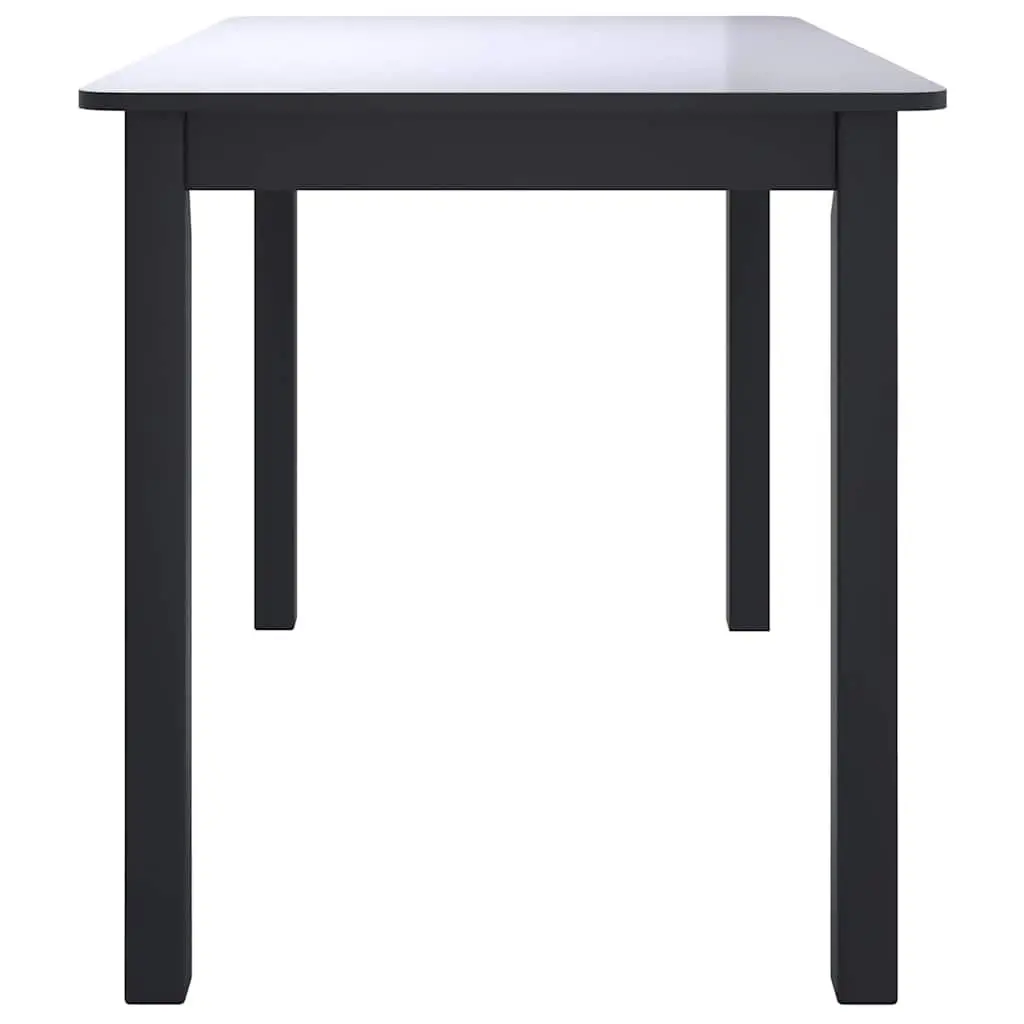 Dining Table Black Kitchen Furniture Solid Rubber Wood 114x71x75 cm