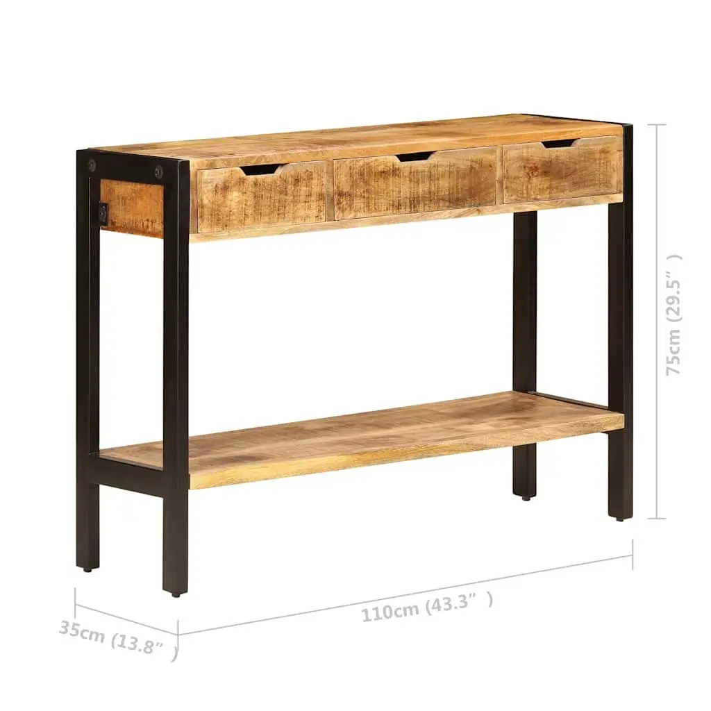 Sideboard Storage Cabinet 110x35x75 cm Mango Wood with 3 Drawers and Shelf Brown