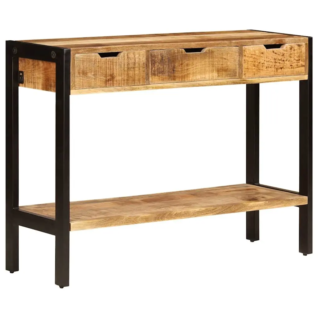 Sideboard Storage Cabinet 110x35x75 cm Mango Wood with 3 Drawers and Shelf Brown