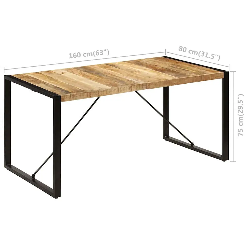 Dining Table Industrial Kitchen 160x80x75cm Solid Mango Wood Brown