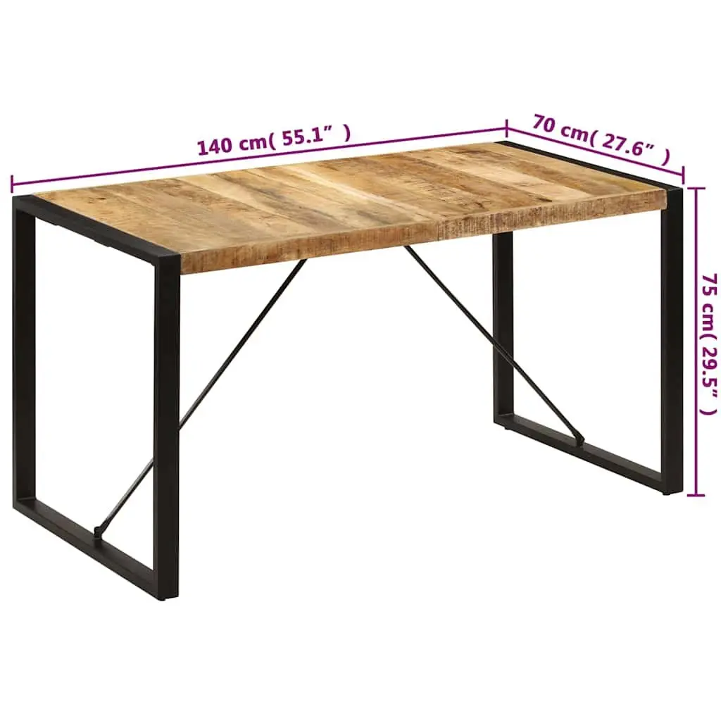Dining Table Industrial Kitchen 140x70x75cm Solid Mango Wood Brown