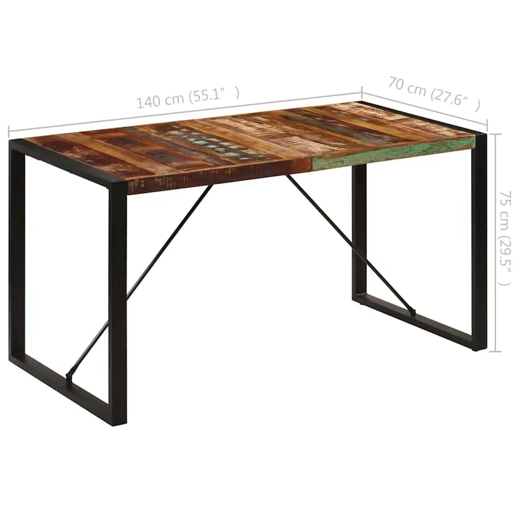 Dining Table 140x70x75 cm Solid Reclaimed Wood Rustic Kitchen Furniture