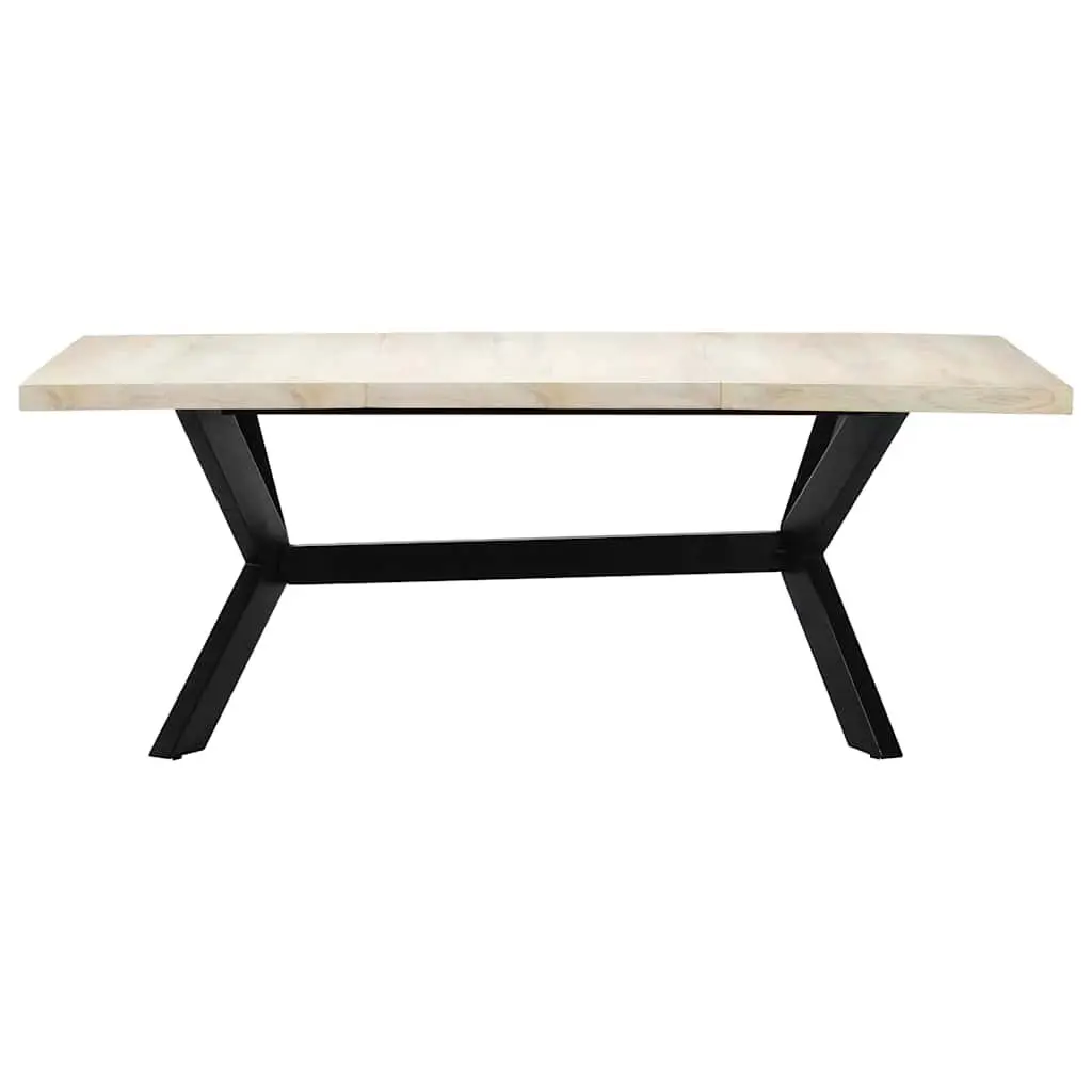 Dining Table White 200x100x75 cm Solid Mango Wood Kitchen Furniture Modern Style