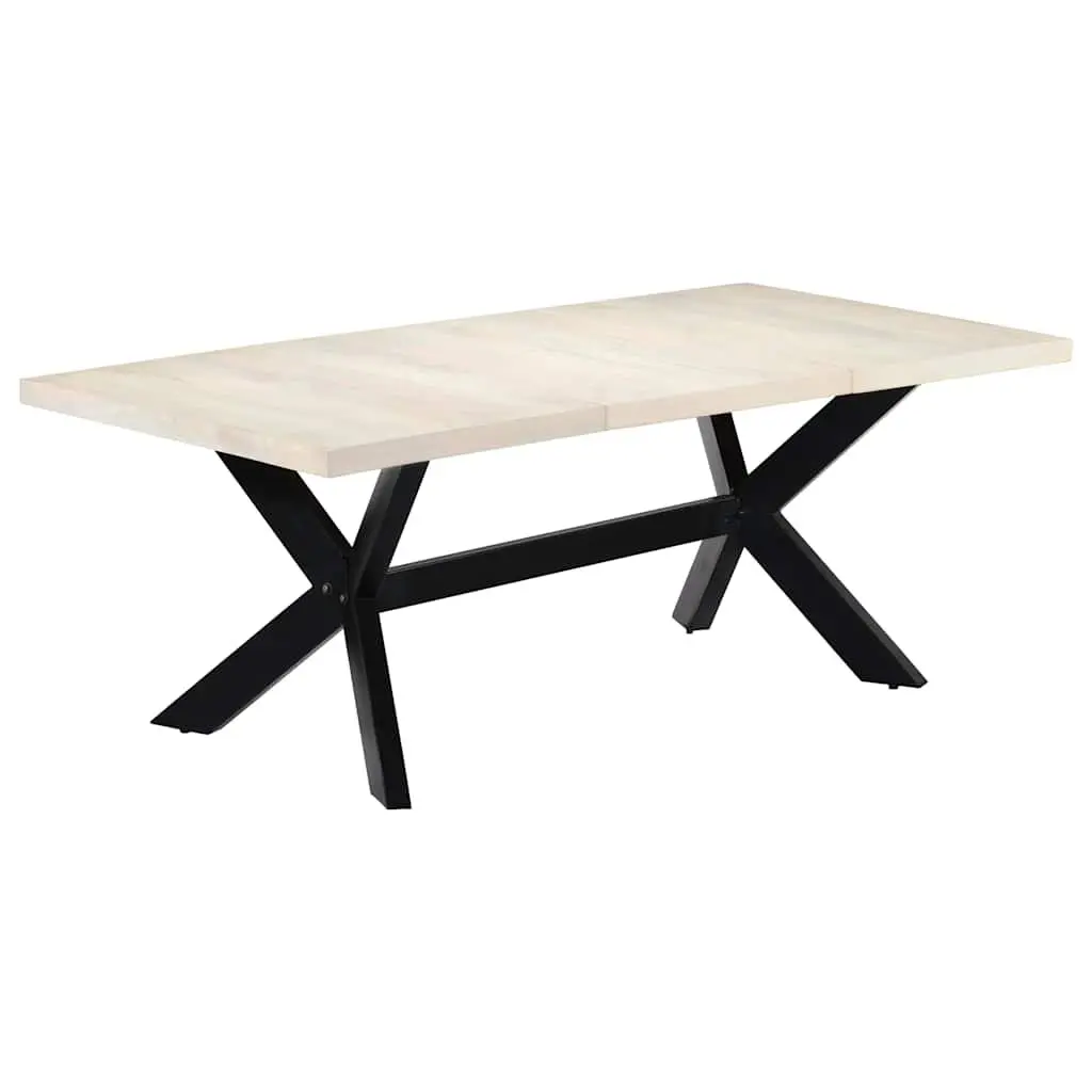 Dining Table White 200x100x75 cm Solid Mango Wood Kitchen Furniture Modern Style