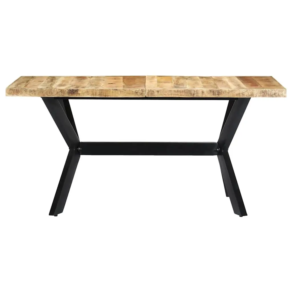 Dining Table Industrial Style 160x80x75 cm Solid Rough Mango Wood Brown