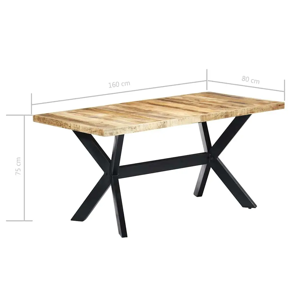 Dining Table Industrial Style 160x80x75 cm Solid Rough Mango Wood Brown