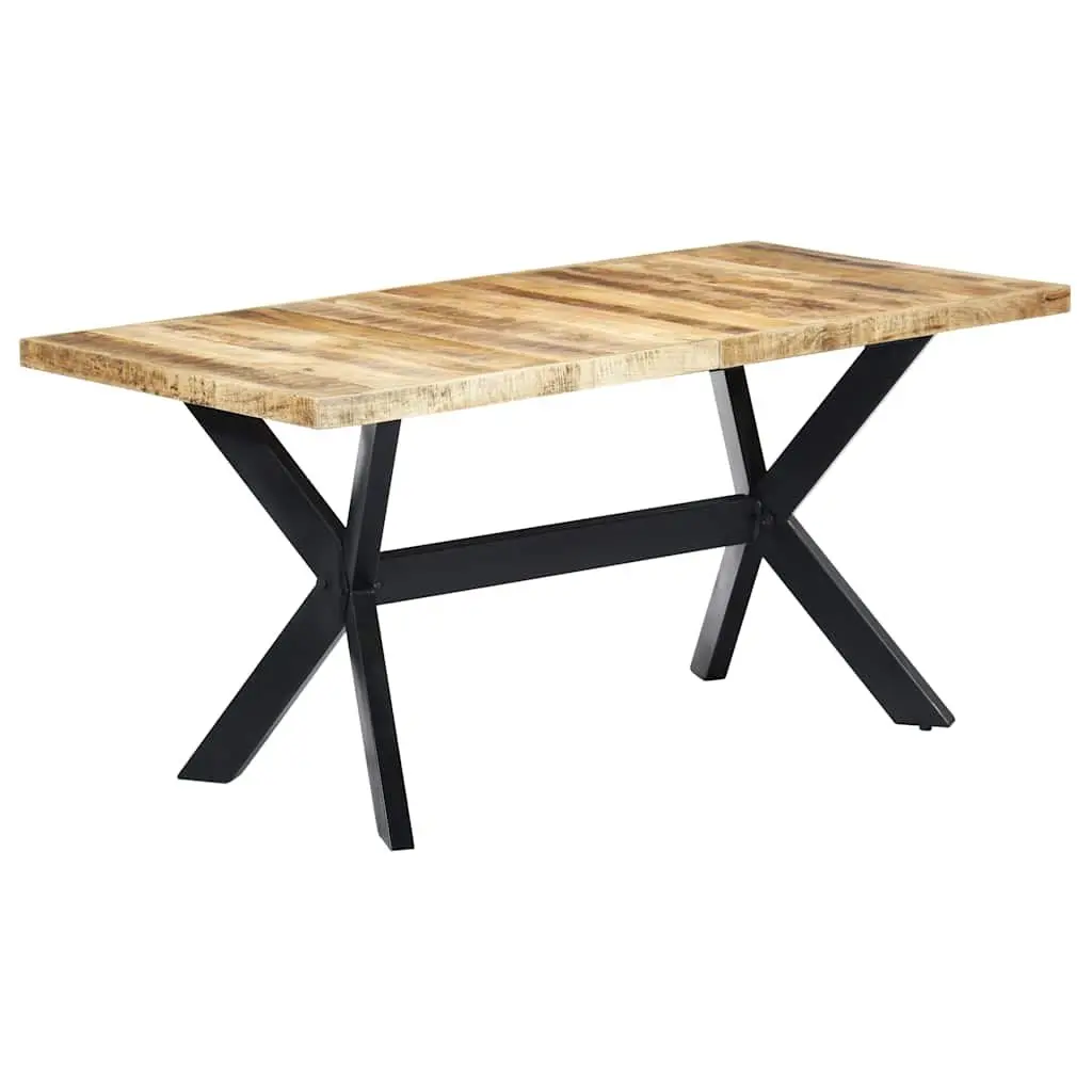 Dining Table Industrial Style 160x80x75 cm Solid Rough Mango Wood Brown