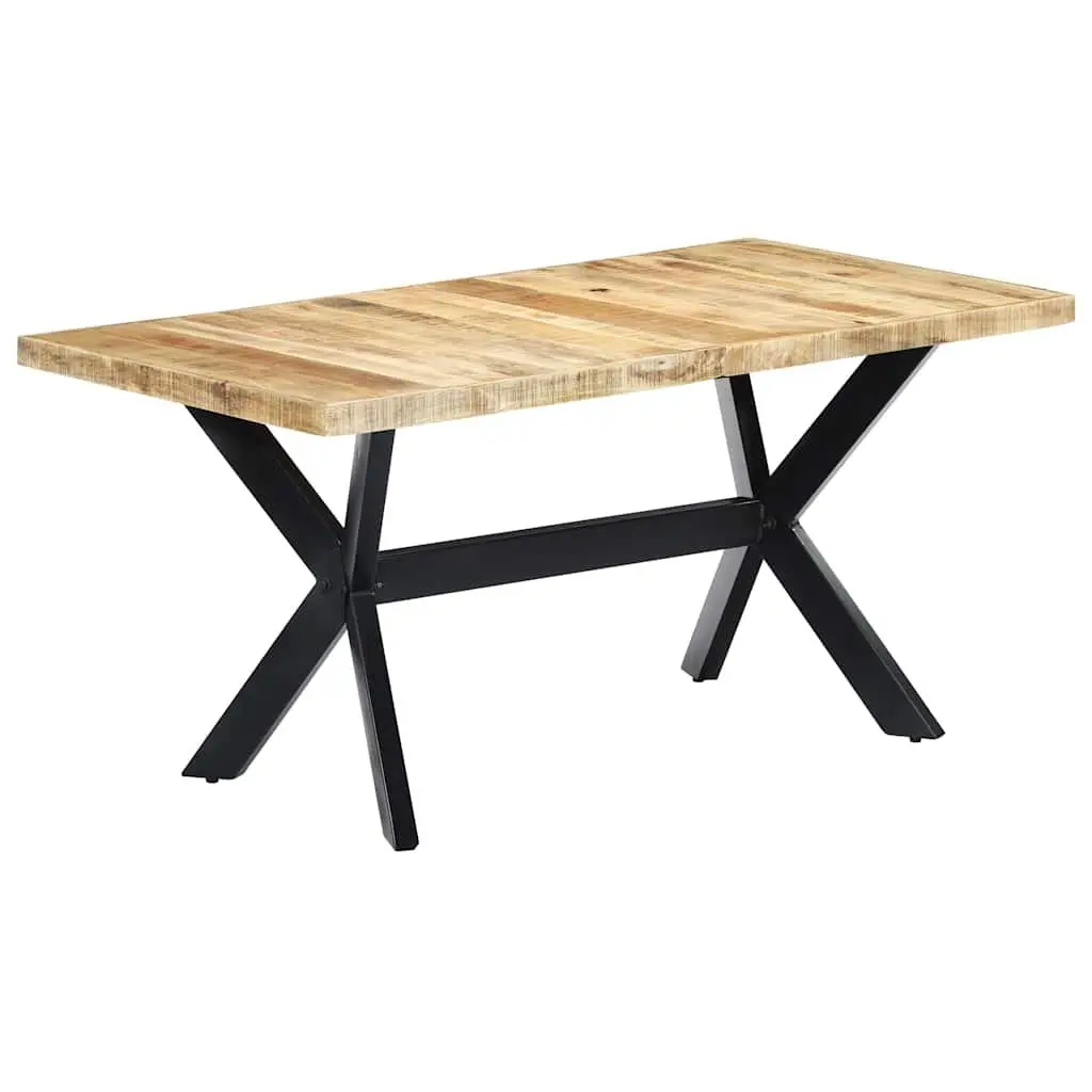 Dining Table Industrial Style 160x80x75 cm Solid Rough Mango Wood Brown