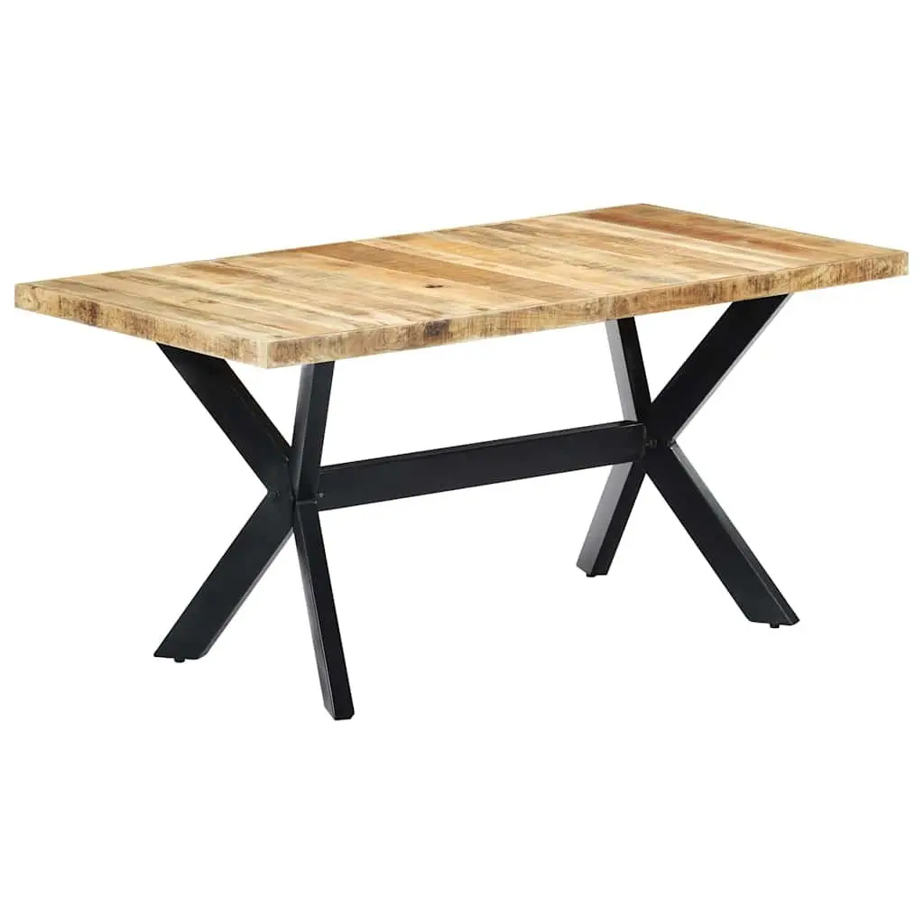 Dining Table Industrial Style 160x80x75 cm Solid Rough Mango Wood Brown