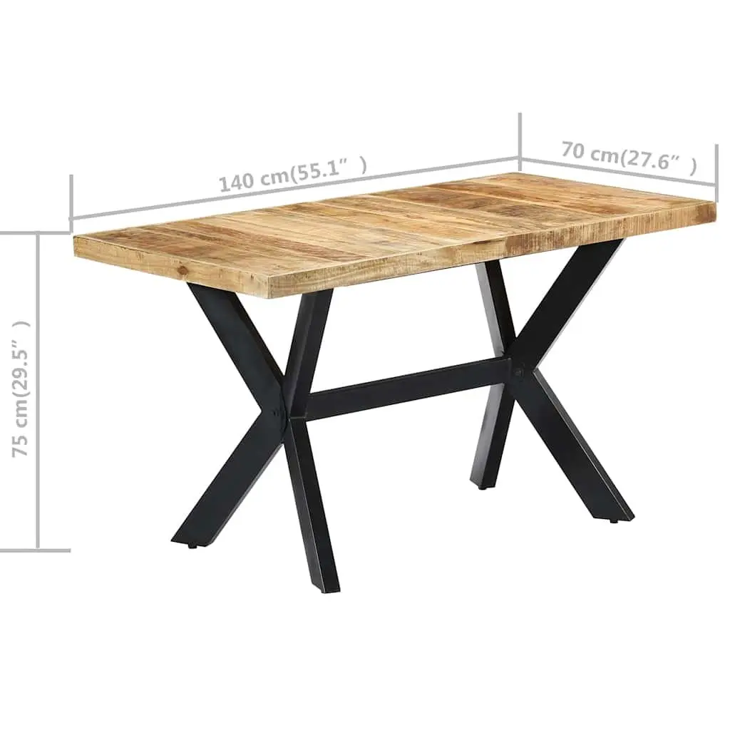 Dining Table Industrial Style 140x70x75 cm Solid Mango Wood Brown
