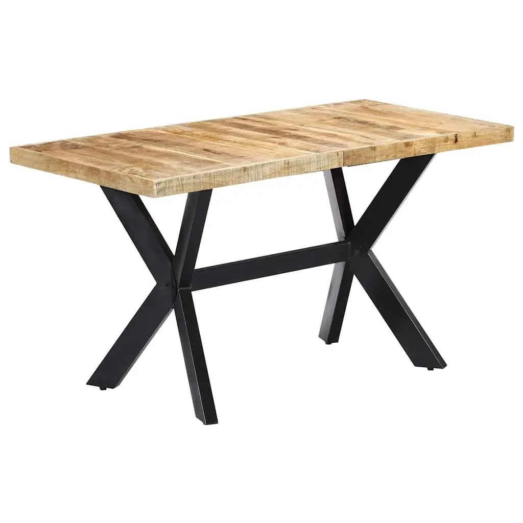 Dining Table Industrial Style 140x70x75 cm Solid Mango Wood Brown