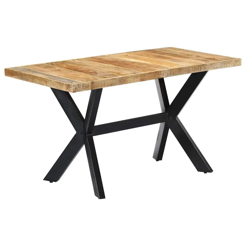 Dining Table Industrial Style 140x70x75 cm Solid Mango Wood Brown