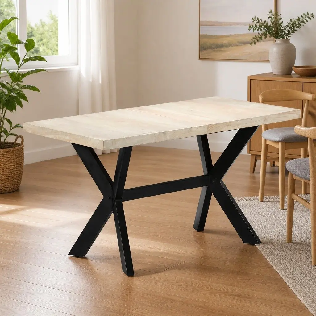 Dining Table 140x70x75cm Solid Mango Wood Kitchen Dining Room Furniture