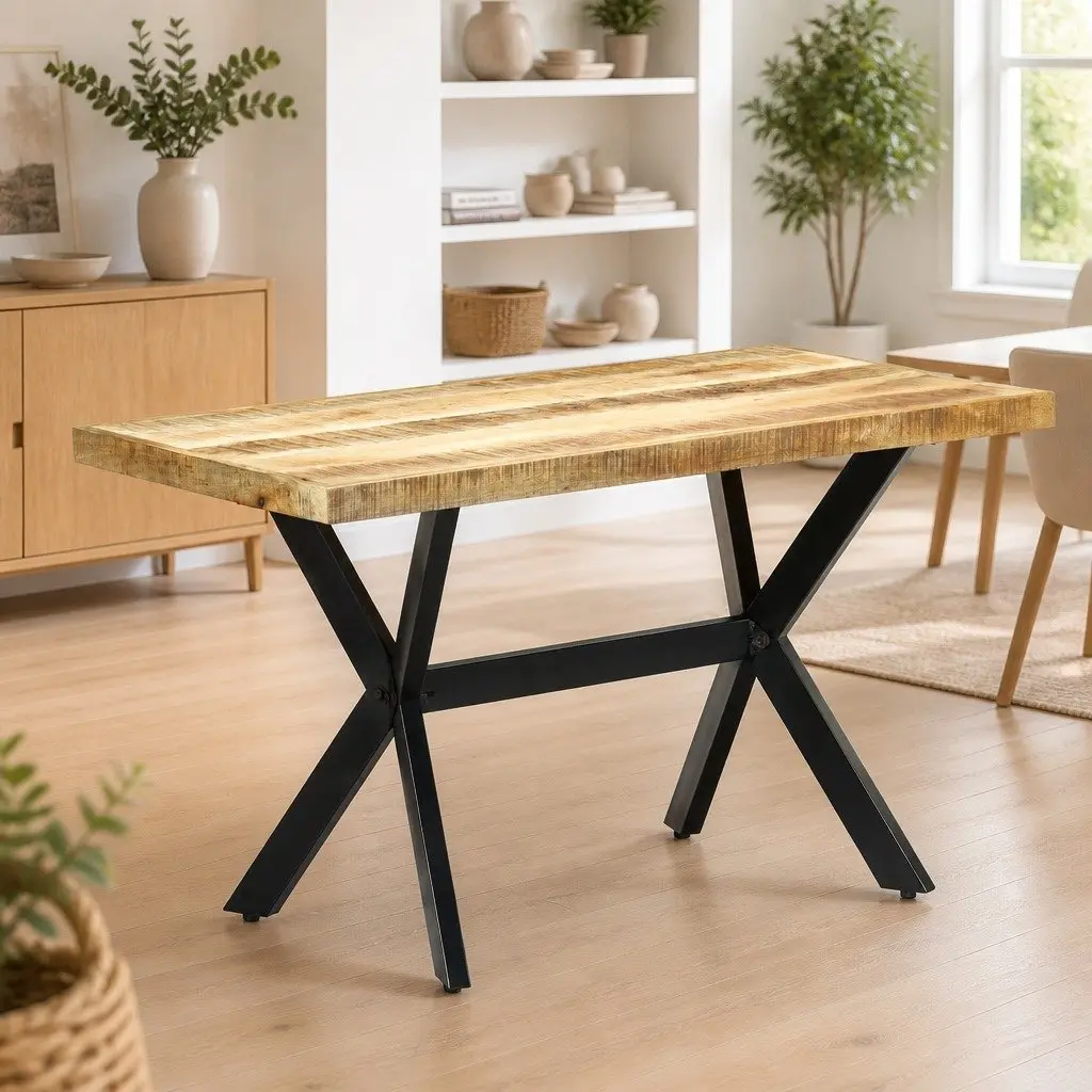 Dining Table 120x60x75 cm Solid Mango Wood Industrial Kitchen Furniture