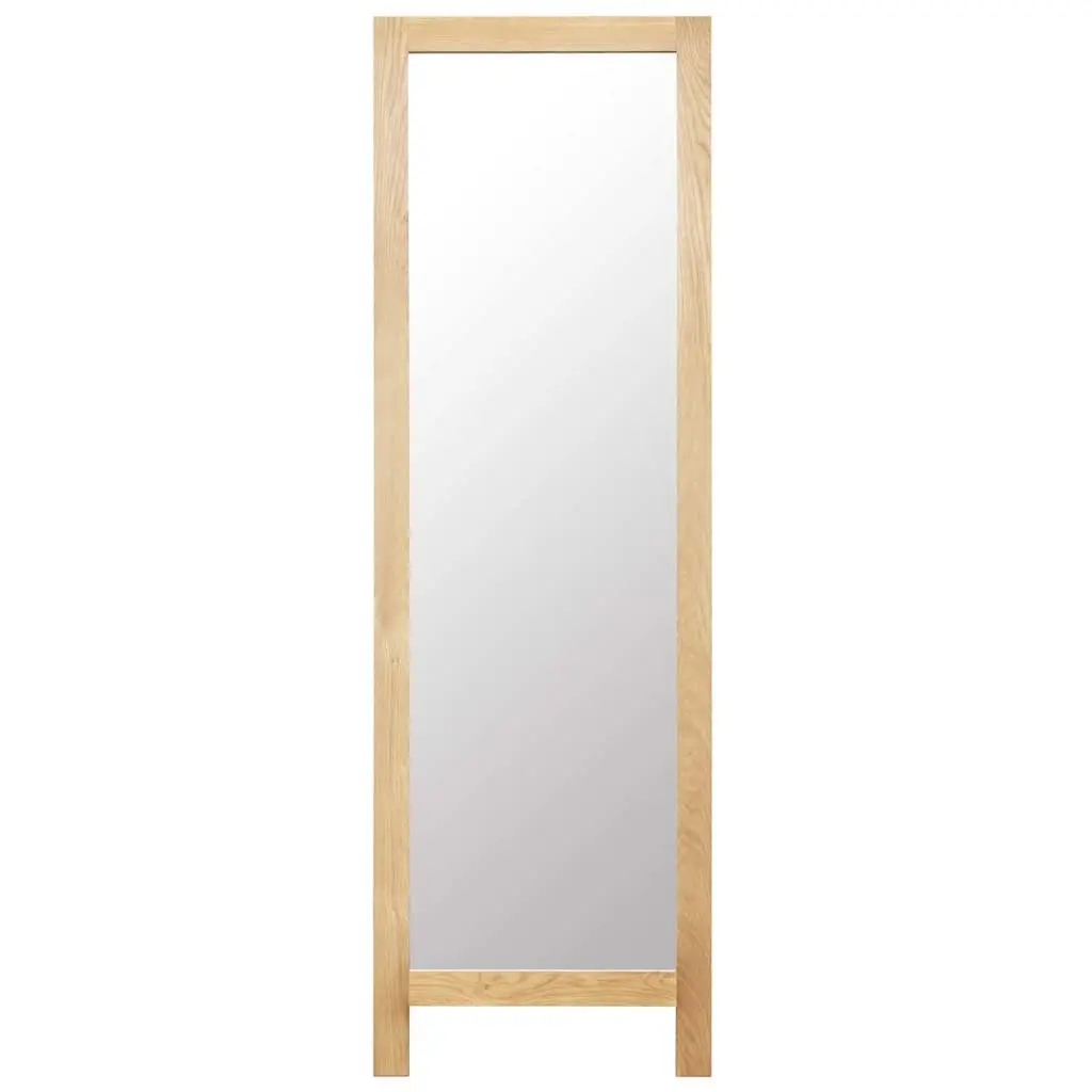 Freestanding Mirror Brown Solid Oak Wood Frame Bedroom Bathroom Hallway Decor 150 cm