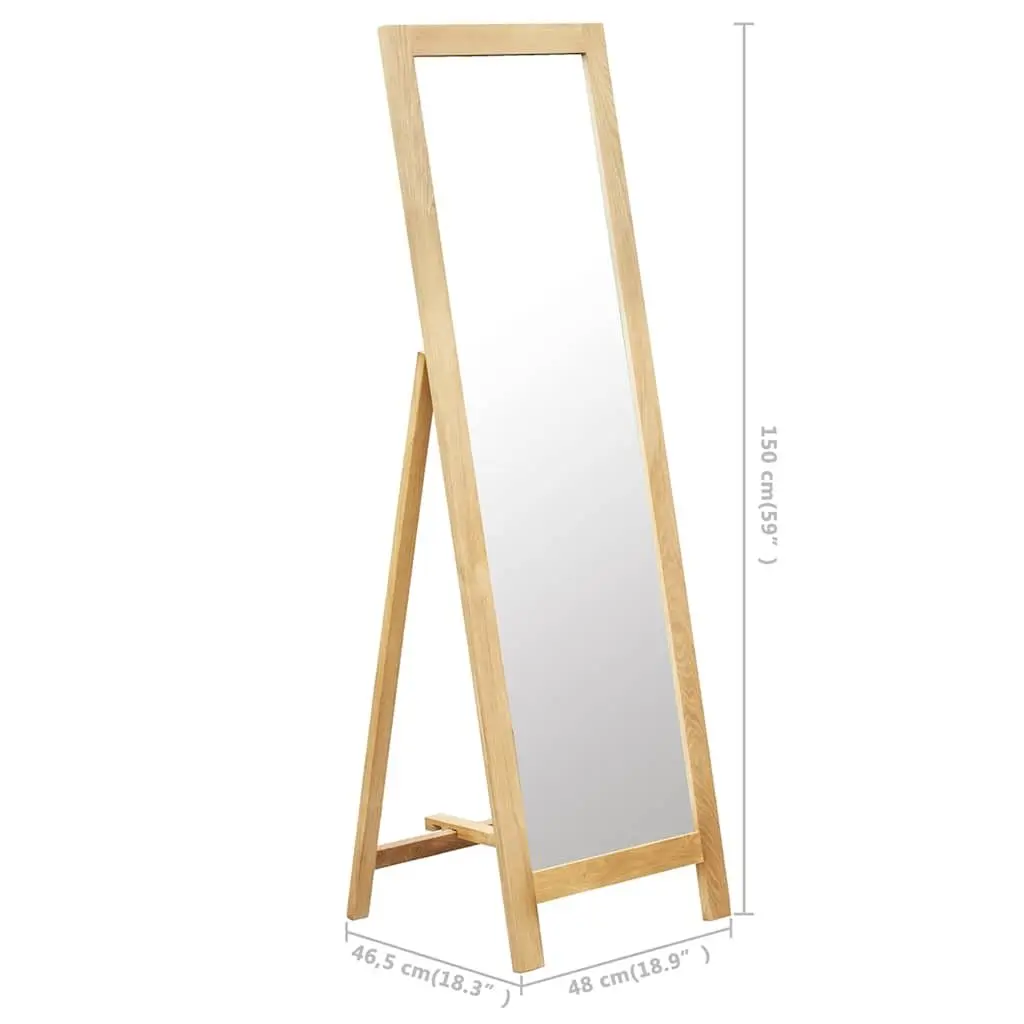 Freestanding Mirror Brown Solid Oak Wood Frame Bedroom Bathroom Hallway Decor 150 cm