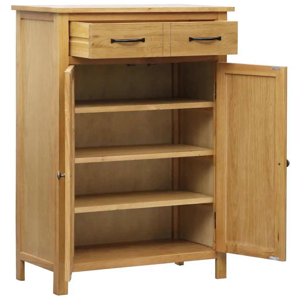 Shoe Cabinet Brown Solid Wood 4 Shelves 1 Drawer Storage Organiser