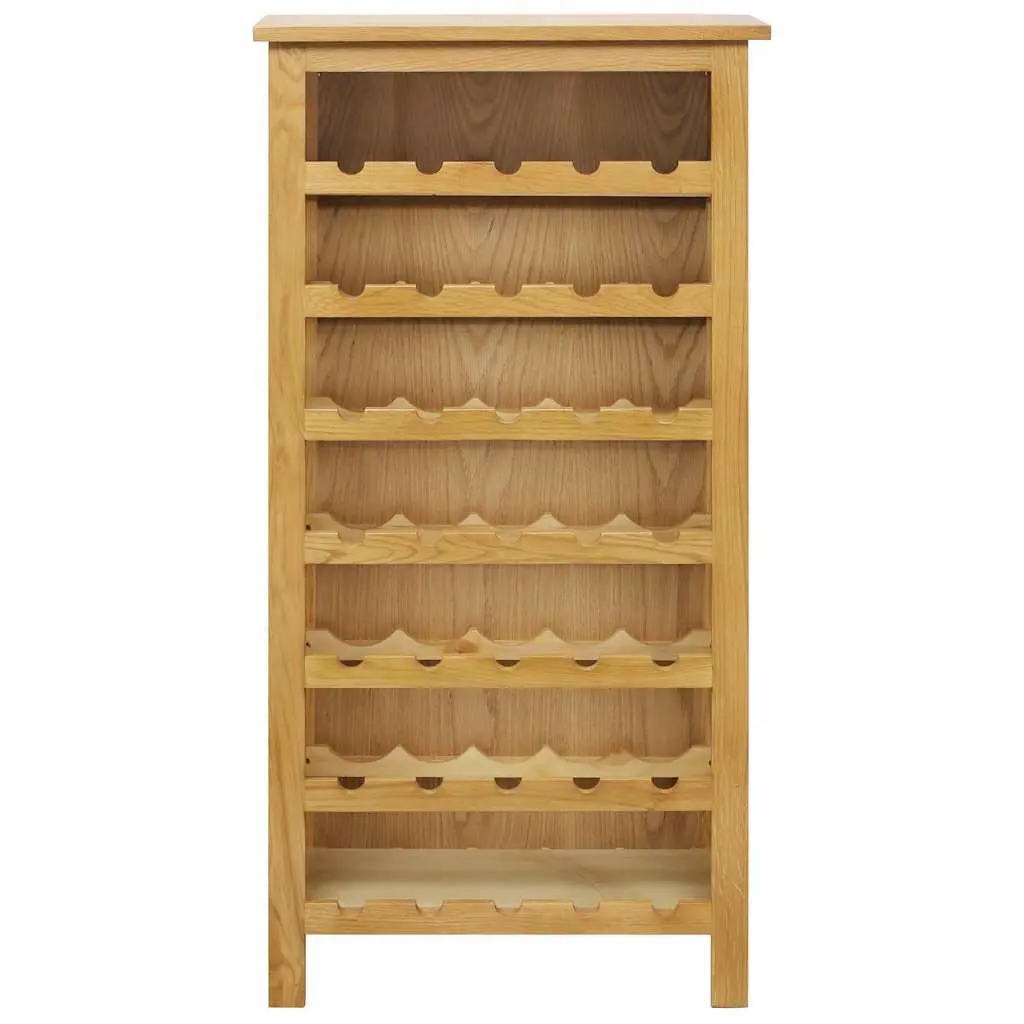Wine Cabinet Brown Solid Oak Wood Storage Organizer 7 Shelves