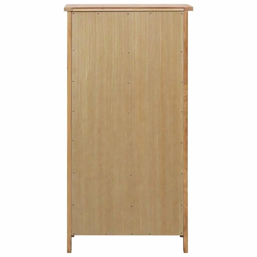Wine Cabinet Brown Solid Oak Wood Storage Organizer 7 Shelves