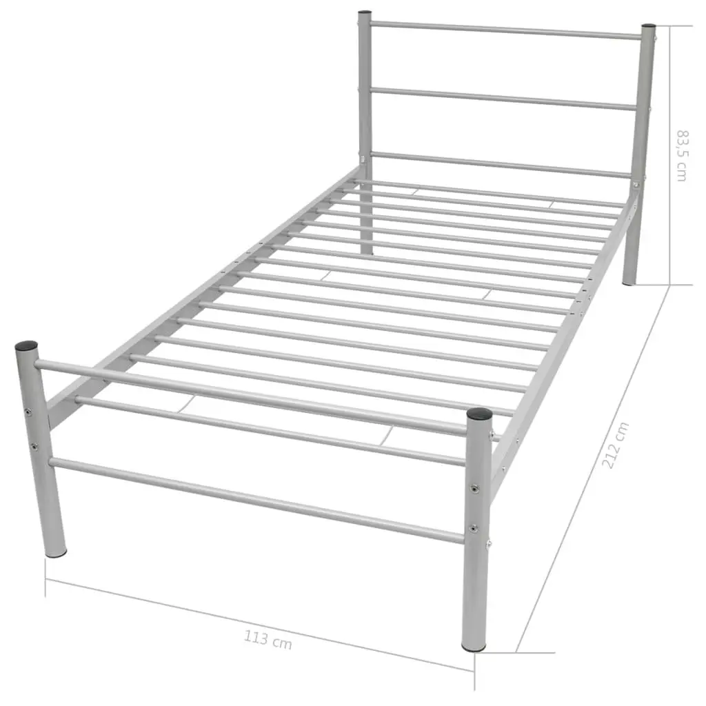 King Single Bed Frame Grey Metal Slatted Base Bedroom Furniture No Mattress