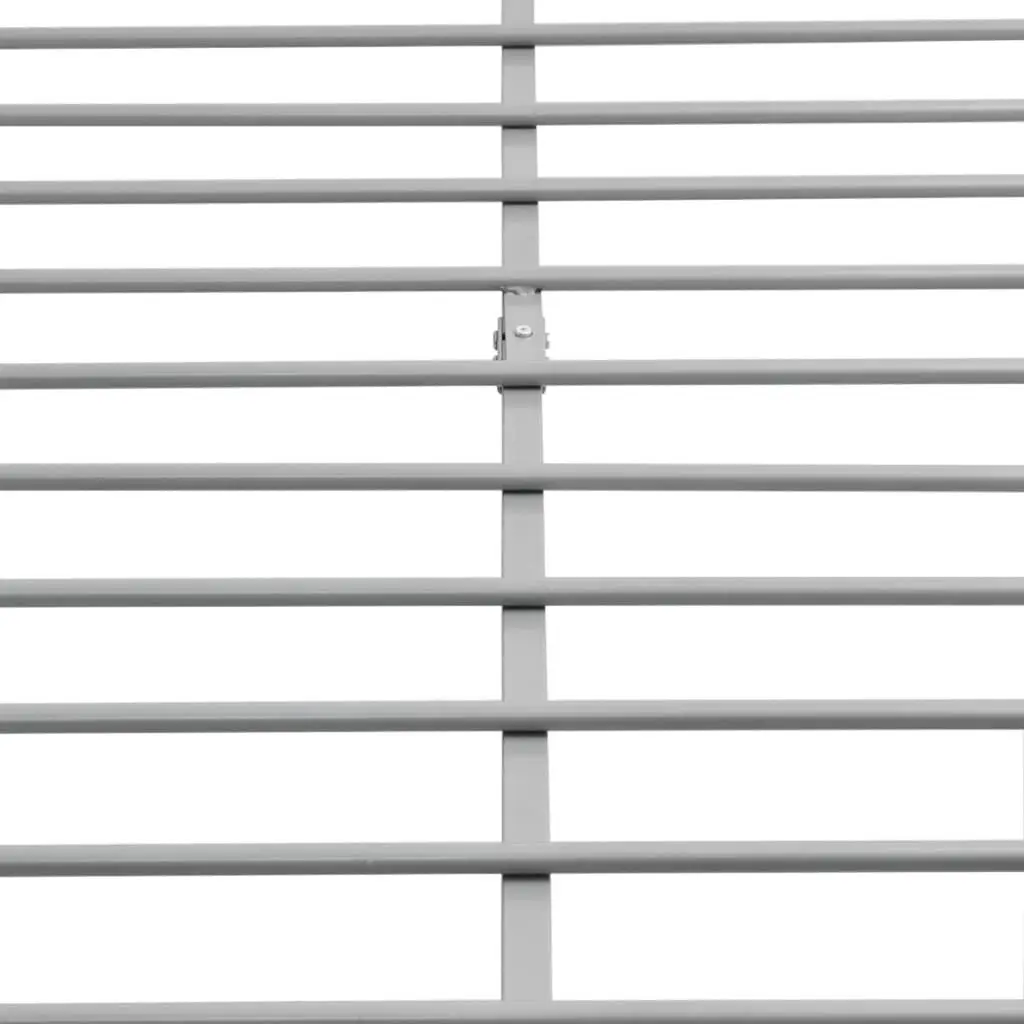 Double Bed Frame Metal Grey Slatted Base Design No Mattress