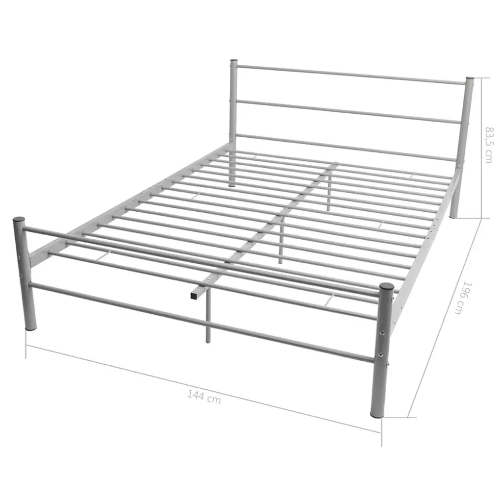 Double Bed Frame Metal Grey Slatted Base Design No Mattress