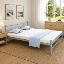 Reliable Grey Metal Queen Bed Frame with Solid Base