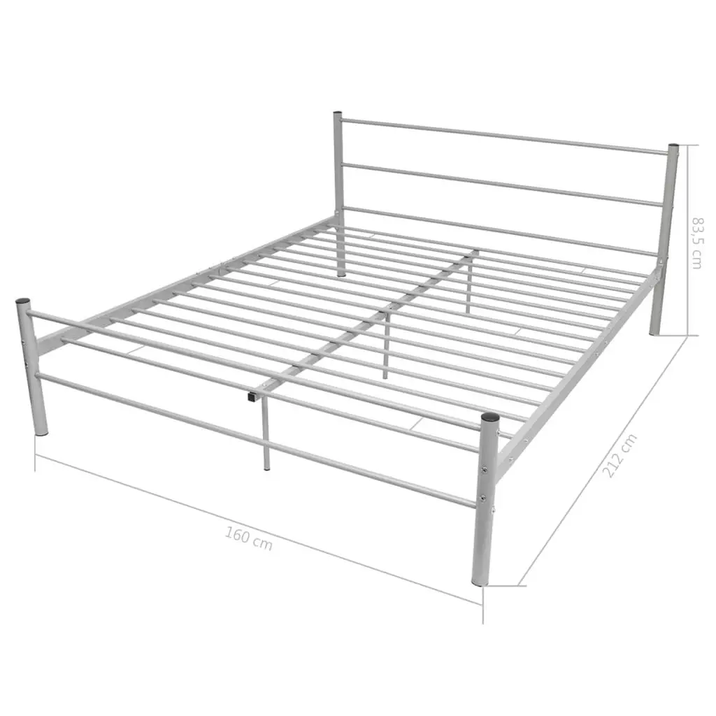 Queen Size Bed Frame Grey Metal Slat Base Bedroom Furniture