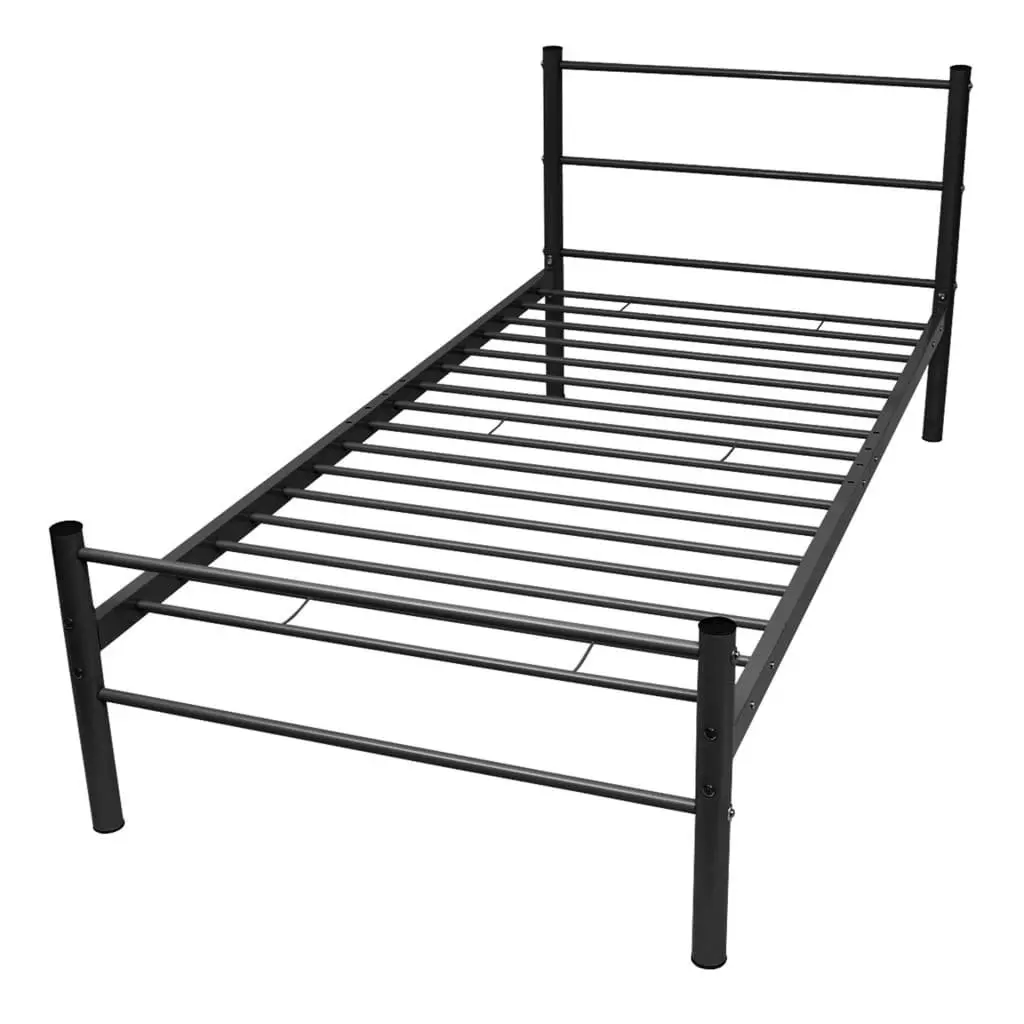 Black Metal King Single Bed Frame Slatted Base Bedroom Furniture No Mattress